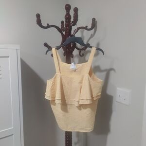 Yellow Ruffle Sleeveless Top
